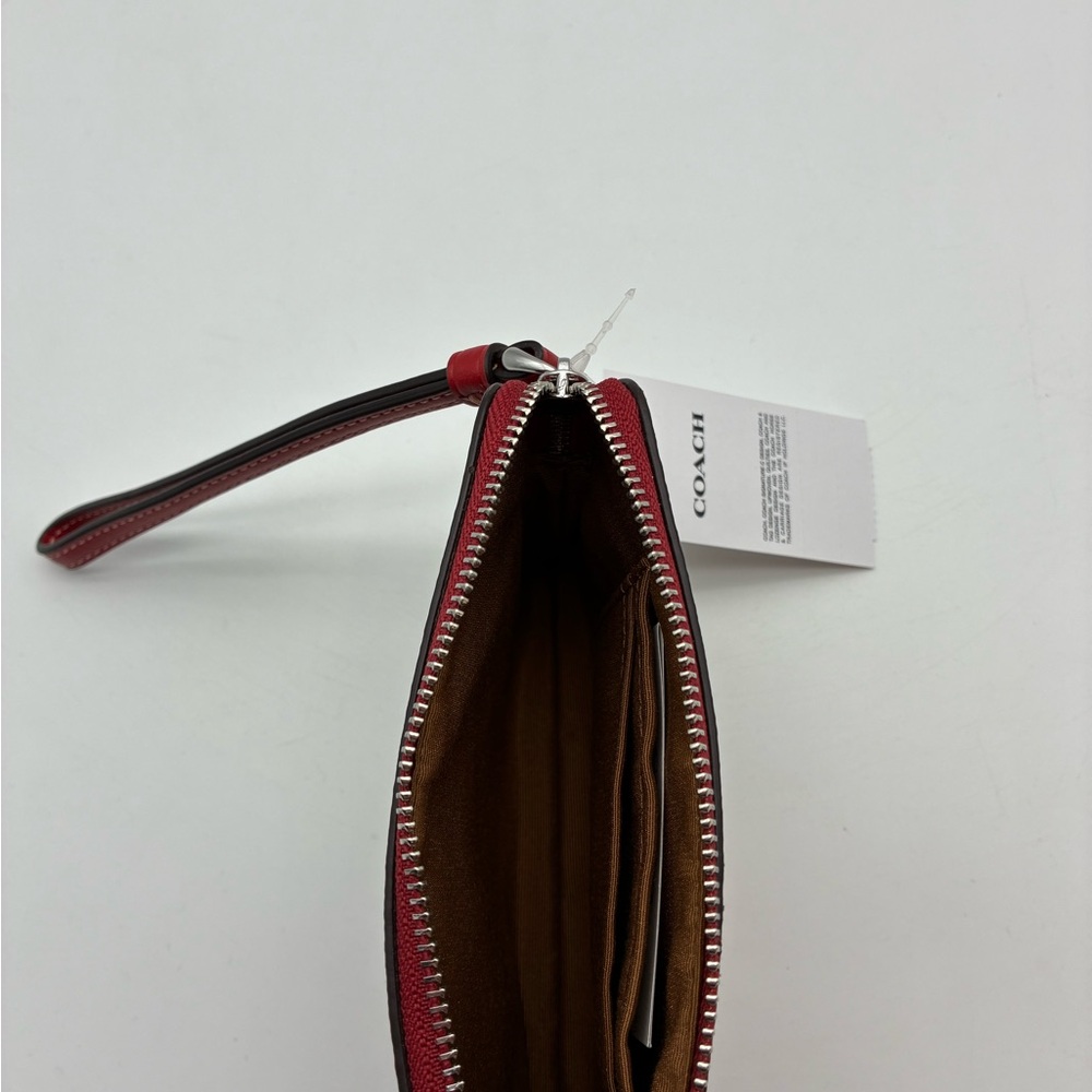 Coach Khaki & Electric Red Signature Zip Wristlet - Coach - Picture 5 of 5